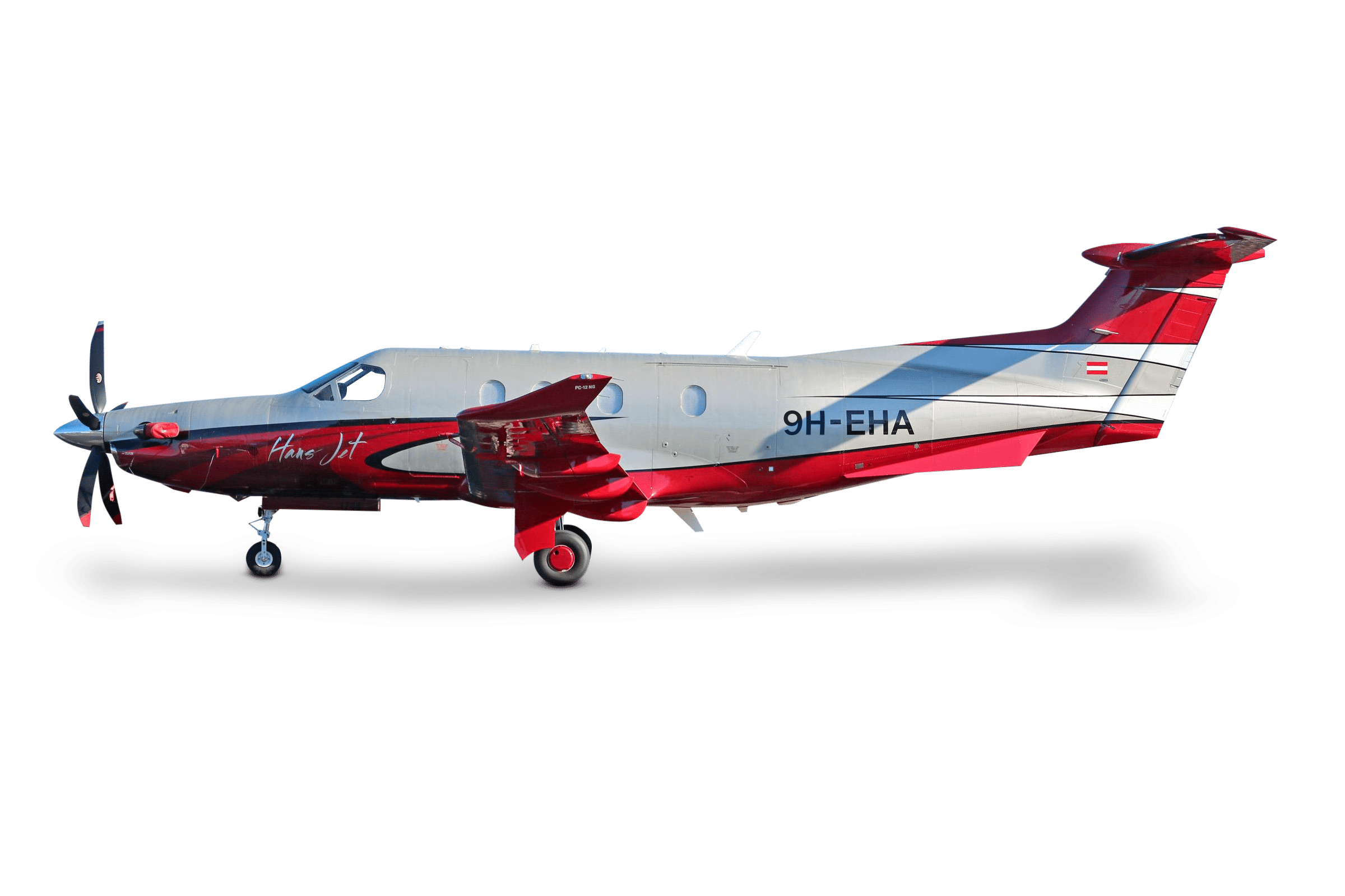 Hans Jet PC-12 red aircraft
